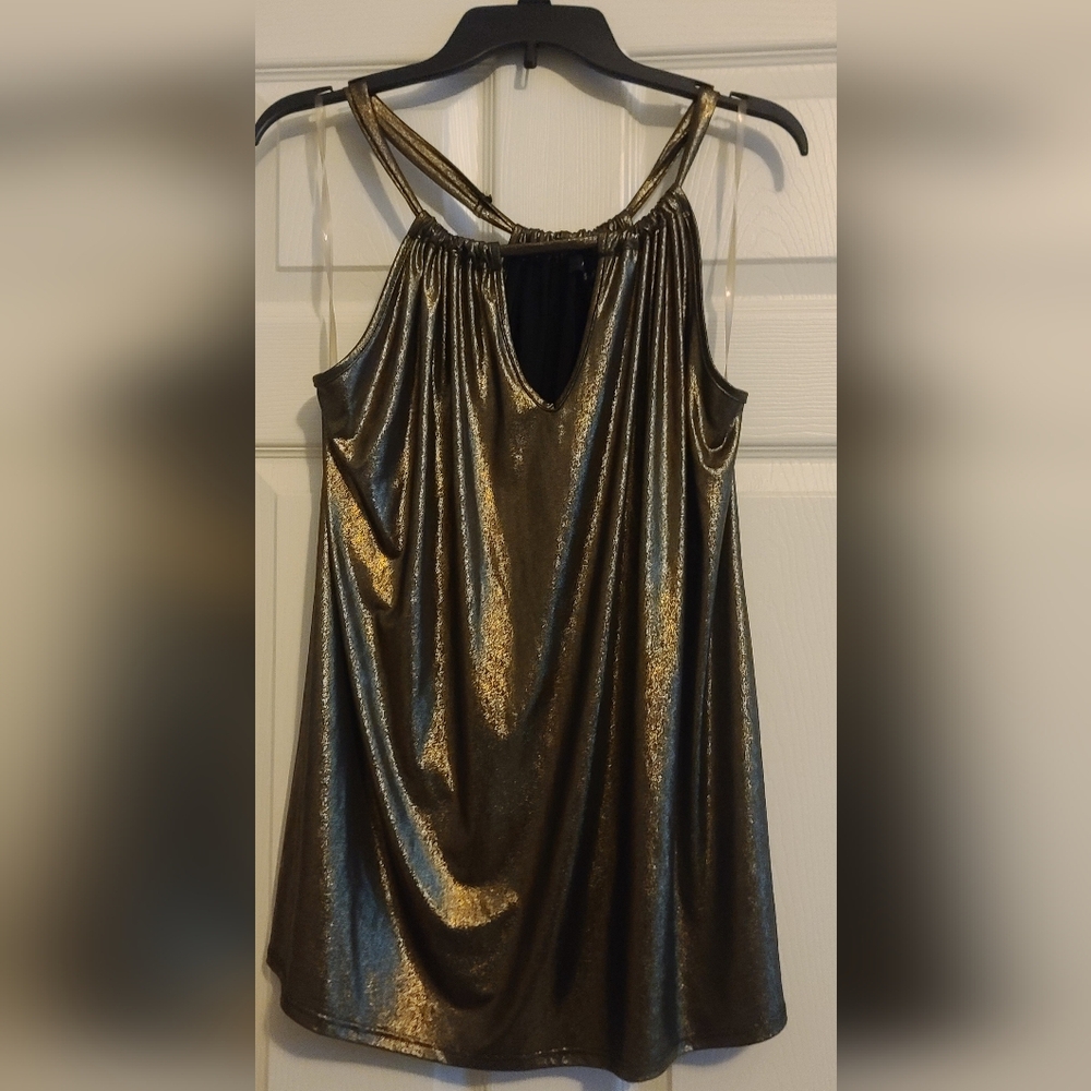 Ashley Stewart Metallic Gold Tank Top